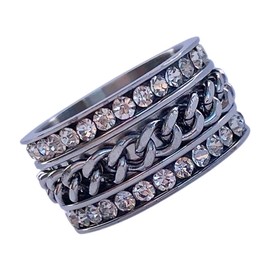 birthstonerings4u Spinner Eternity Ring~Stainless Steel~Cubic Zirconia CZ Band~CZ Chain Spinner~Diamond~Clear Crystals~Fidget Ring~Women's Jewelry (8)