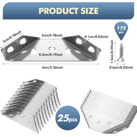 jwtyu Corner Connectors Metal Pack of 25 Stainless Steel Corner Brackets Triangle Support with Screw Furniture Angle for Beds Tables Chairs Cabinets and Other Wooden Furniture