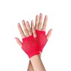 SamHeng Short Fishnet Gloves, 1 Pair Yellow Pierced Nylon Fingerless