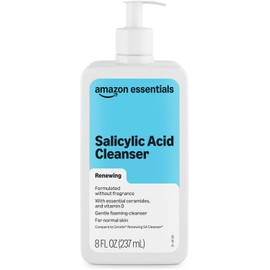 Amazon Basics Limpiador facial - Ácido salicílico renovador con ceramidas y vitamina D, 8 onzas líquidas, 1 paquete