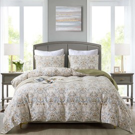 HoneiLife Cotton Duvet Cover King - Simple Design Comforter Cover, 3-PC Comfortable Bedding Duvet Cover Sets with Zipper Closure & Corner Ties, Soft & Breathable Comforter Cover Sets, Nostalgia