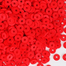 Eppingwin Red Clay Beads, Polymer Clay Beads for Bracelets Making, Clay Beads Bulk, Heishi Beads, Beacelet Making Kit for Bracelet Necklace Jewelry (Red,6mm)