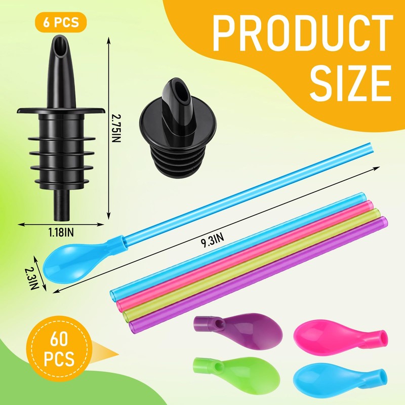 Sliner 6 Pcs Ice Syrup Precise Control Bottle Pouters 60