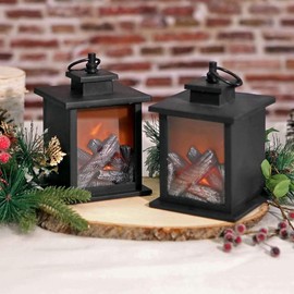 LED Decorative Lanterns - Set of 6 - Kate Aspen Vintage Rustic Home Décor Lantern Tabel Centerpiece for Wedding, Bridal Shower, Anniversary Party - Tokyo Black