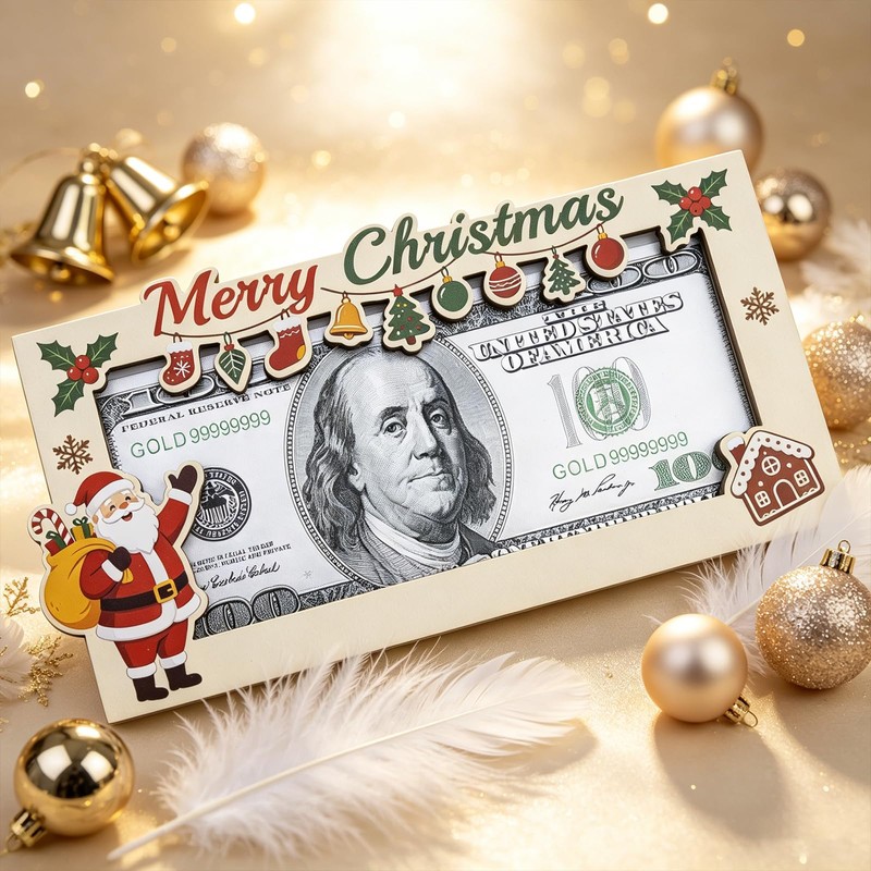 Christmas Money Holders for Cash Wooden Cash Gift Box