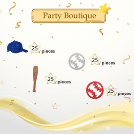 100pcs Baseball Confetti, Red Glitter Baseball Birthday Table Confetti, Baseball Bat Cut Outs for Baby Shower/Sport Birthday Party Table Decoration