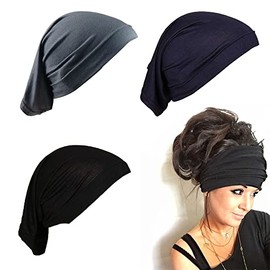 Dsoar 3 Pack Tube Bonnet Elastic Unisex Dreadlock Tube Sock Solid Color Hijab Caps Hip-Hop Braids Headwrap Cover Turban Hat