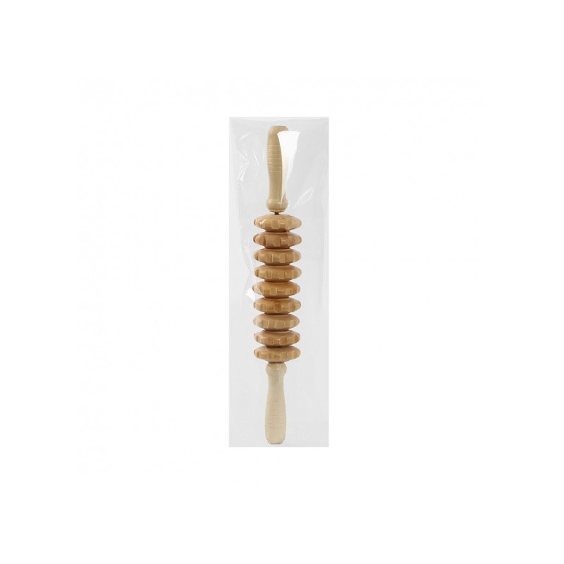 Wooden acupressure roller massage stick