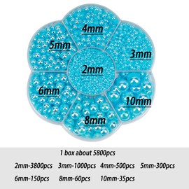 5800Pcs Half Pearls for Crafts, Flatback Pearls for Artwork Making, DIY Rhinestones Accessory Nail Art,Face Gems Jewels Flat Back Craft Pearls for Artist Creative - AB Aqua Blue