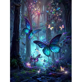 Rekxtmo 5D Diamond Painting Kits for Adults Diamond Art Butterfly Diamond Painting - Diamond Painting Butterfly Diamond Art Painting - Crystal Art Gem Painting Kit for Home Wall Decor Gifts 12x16inch