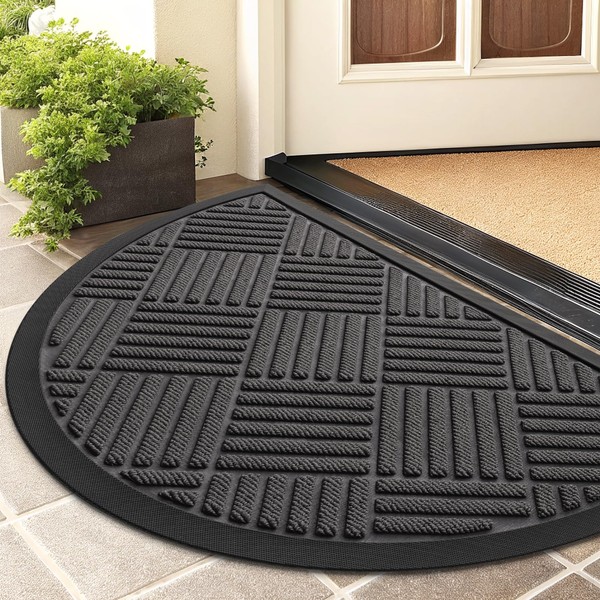 Smiry Half Circle Front Door Mat Outside Entrance, Heavy Duty