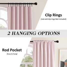 DONREN 96 Inch Length Cute Blush Pink Room Darkening Curtains, Light Pink Thermal Insulating Light Blocking Privacy Protection for Livingroom, 52" W by 96" L 2 Panels