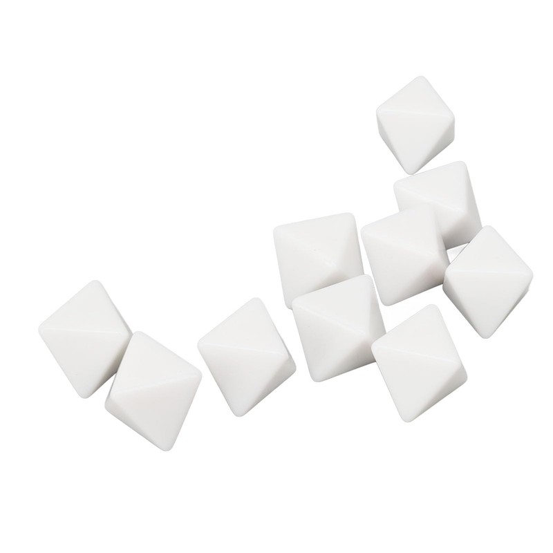 20 Pcs 8 Sided Dice Set Plastic White 2.8x2.8x2.8cm Pen