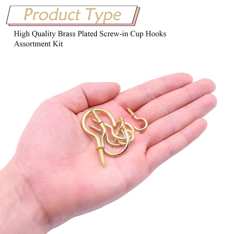 JSUOEO Ceiling Hook Cup, Pack of 130 Hooks Screw Hooks