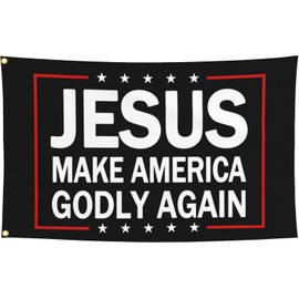 Shuitouk Jesus Make America Godly Again Flag Outdoor 3X5 Ft Jesus American Flag Christian Faith Over Fear Flags for Outside Worship Yard Sign Flags for Bedroom Room House Decorations Banner