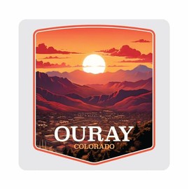 Ouray Colorado Mountain Sunset Design Souvenir 4x4-Inch Coaster Acrylic 4 Pack