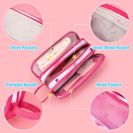 Unicorn Toiletry Bag - Travel Toiletry Bag Girls Kids Toiletries Travel Bag for Camping Trip Home Water-Resistant Portable Girls Dopp Kit for Christmas Gift Organizer with Mesh Pocket