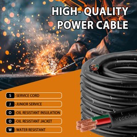 150ft 14/4 14 AWG Portable Power Cable (4 Conductor) - SJOOW 300V 14 Gauge Electric Wire for Motor Leads, Portable Lights, Battery Chargers and Machinery - 4 Conductor - 150 Feet Electrical Cord