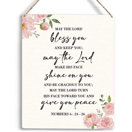 Christian Inspirational Wall Art May The Lord Bless You And Keep You Christian Blessing Quote Wall Decor Religious Gifts Wall Decor Christian Bible Verse Wall Art Wooden Hanging Sign 8 x 10 Inches