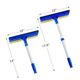 15.9" Window Squeegee for Car,2 in 1 Squeegee Window Cleaner with Long Stainless Steel Handle,Sponge Car Window Squeegee for Gas Station, Glass,Shower (Iron Pole)
