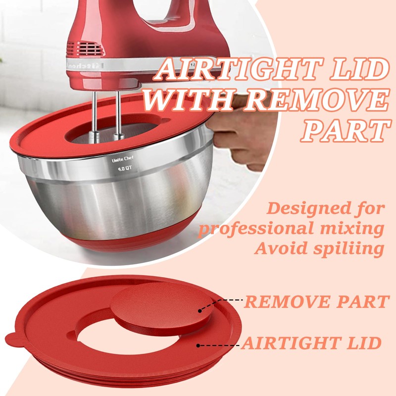 Umite Chef Mixing Bowls with Airtight Lids Set, 8PCS Stainless