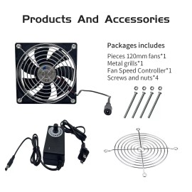 Unbranded 2Pcs Computer Case Cooling Fan 120mm Controller For Receiver Biltong Box Cabinet