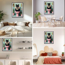 DAERLE Diamond Painting Kits for Adults, Funny Black Cat, 5D Bathroom Cat Diamond Art forBeginners, Gem Art Kits for Adults for Home Wall Decor 30x40cm