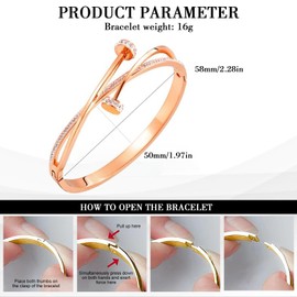 Valentine's Day Creative Titanium Steel Bangles Exquisite Crystal Bracelet Lovers Gold Silver Colour Bracelet Gold Bangles For Women(Rose gold)
