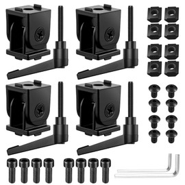 JiGiU 4PCS Joint Connector Extrusion Corner Connector 2020 Joint Aluminium Profile 180° Rotation Range Zinc Alloy with Lever and Mounting Accessories-Black