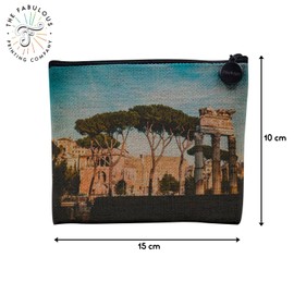 Canvas Bag - Collection Plus Beautiful Monument of World Wonders of the World Arcitecture City Constructions - Linen Look Linen Cosmetic Bag - Toiletry Bag - Purse, Trajan Forum, Cosmetic bag