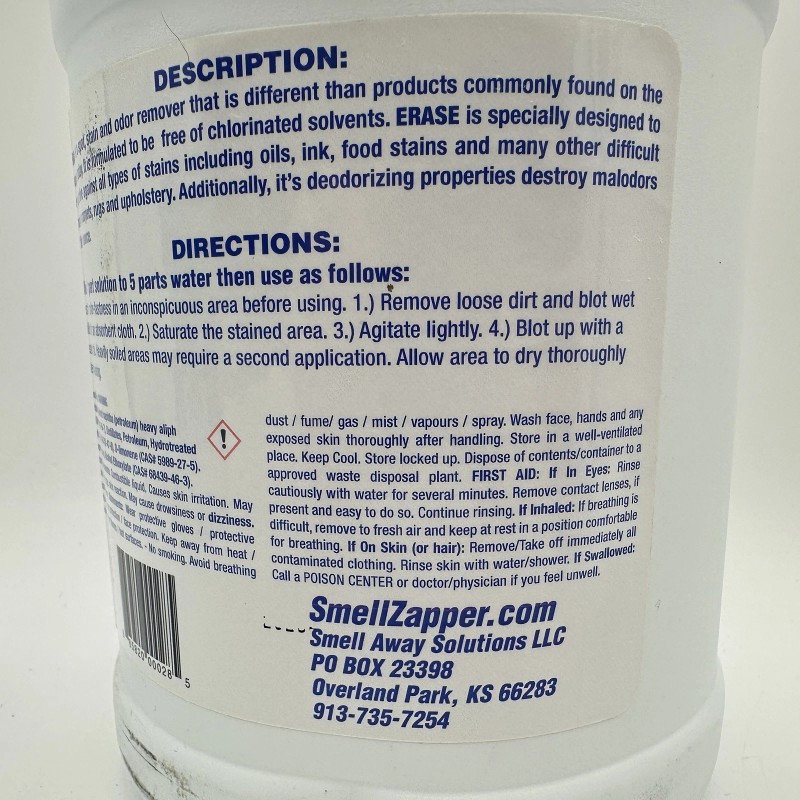 Smell Zapper Erase Concentrate - 1 Gallon - Stain and