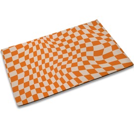 TUBAMQ Retro Chess Board Entrance Door Mat,Orange Checker Decor Welcome Doormat, Non-Slip Carpet Rugs Floor Mat Decorative for Home/Bathroom/Kitchen/Indoor 17"x30"