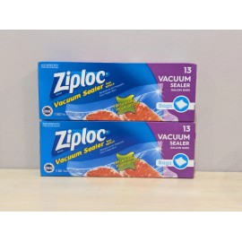 (2) Ziploc Vacuum Sealer Bag Refills Gallon Size 13 Freezer Bags