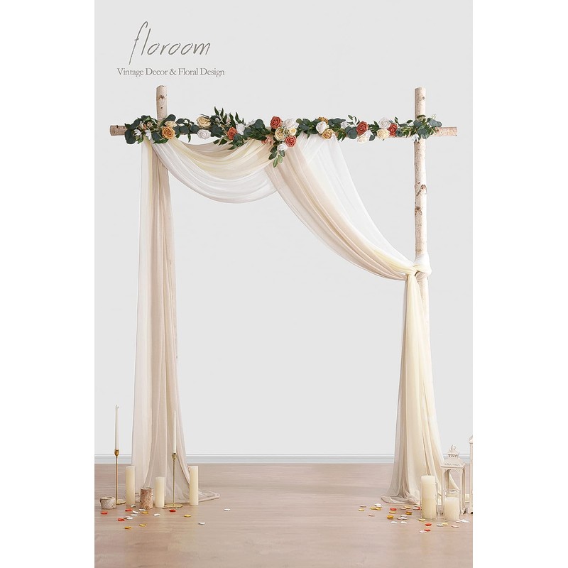 Floroom Wedding Arch Draping Fabric 3 Panels 20Ft Chiffon Fabric