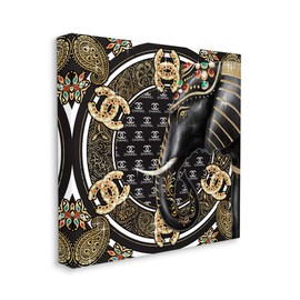 Stupell Industries Regal Elephant Safari Animal Glam Fashion Pattern, Designed by Ziwei Li Canvas Wall Art, 24 x 24, Black