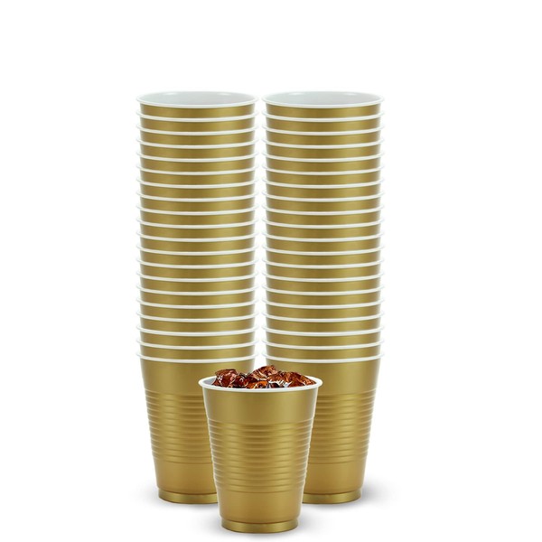 Hanna K. Signature 50 Count Plastic Cup, 18-Ounce, Gold