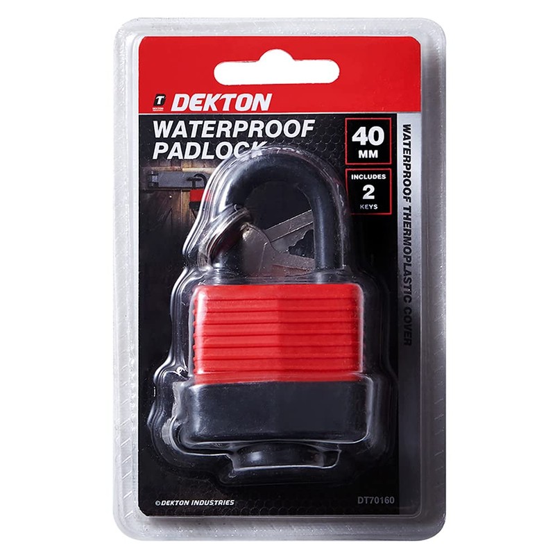 Dekton DT70160 Waterproof Padlock 40MM, Silver, 40 mm