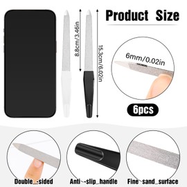 Pack of 6 Sword Nail File Metal Nail File for Natural Nails Professional Manicure Nail Files Set Double-Sided Nail File with Non-Slip Handle Fingernails Toenail