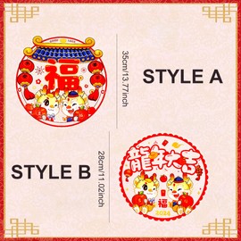 10Pcs Chinese New Year Window Stickers Year of The Dragon Happy Spring Festival Red Window Clings Window Decals Window Stickers for Chinese New Year Decorations 2024