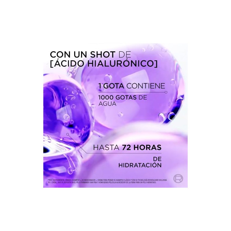 LOreal Paris Elvive Hidra Hialuronico Rutina de 3 Pasos, Shampoo
