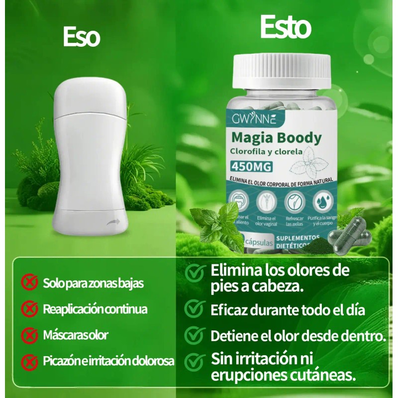 Gwynne Boody Magic Tabletas Clorofila Natural Olor Corporal Femenino Contiene