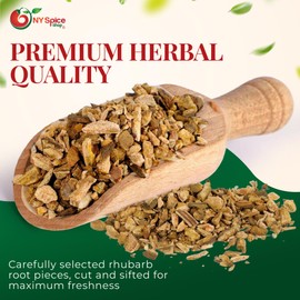 NY Spice Shop Rhubarb Root Cut & Sifted - 8 Ounce Natural Fresh Turkish Rhubarb Root Herb in Resealable Packaging