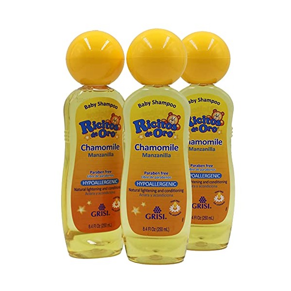 Ricitos de Oro Chamomile Manzanilla, Baby Shampoo, Hypoallergenic, 3 Pack, 8.4 FL Oz Bottles