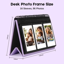 96 Mini Photo Album Bags for Fuji Instax Mini 12/Mini 11/Mini 9/Mini 40/Mini EVO, Polaroid Z2300/Polaroid PIC-300P/Polaroid Z2300/Polaroid Snap Film, 2X3 Inch Name Card (Purple)
