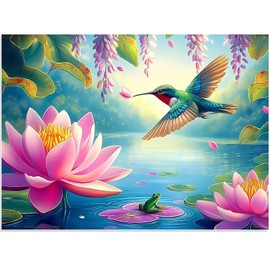 300 Piece Puzzles for Adults, Humbird Flower Lake Jigsaw Puzzle for Adults Kids Seniors, Recycled Cardboard Large Piece Puzzle 300 Piece, Challenging Game Family Activity Great Gift for Friends