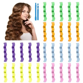 30 Stück Lockenwickler Curler über Nacht - Locken Ohne Hitze Styling Kit für Lang Haar - Silkwish Heatless Curls Wellenförmig Haar Setfür Damen und Frauen von Zuhause (30cm)