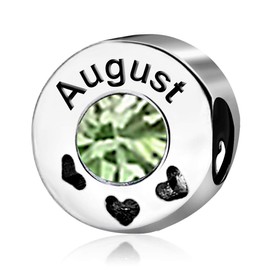 JMQJewelry Wife Husband Womens Charm Beads for Bracelets Heart Love Green Love Birthday Birthstones August Jewelry 2024