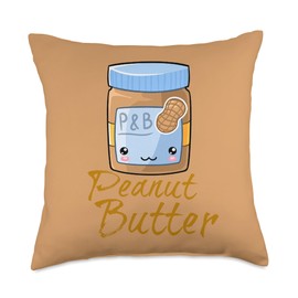 Kawaii Peanut Butter & Jelly PB&J Matching Twin Food Couples Throw Pillow