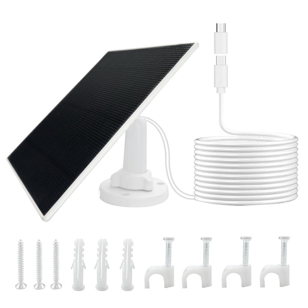 5W Solar Panel for Outdoor Cameras, 360° Adjustable Mount &