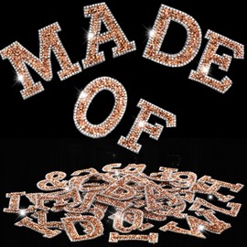 WILLBOND 37 Pieces Rhinestone Letter Stickers Large Glitter Alphabet Crystal Number Self Adhesive Bling Stickers Iron on Letters for Art Crafts Clothing DIY Decors(Rose Gold, White,1.97 Inch)